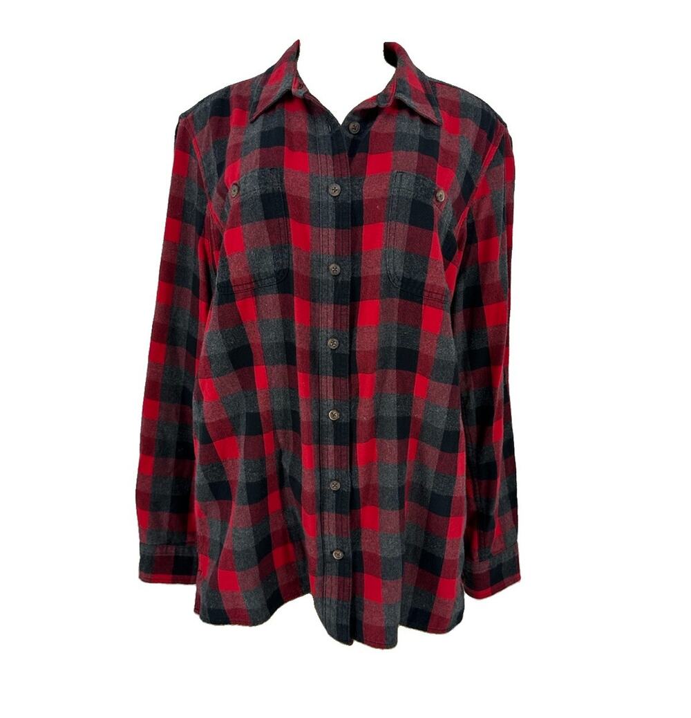 Duluth Trading Large Women's Free Swingin' Flannel Shirt Item 65505 Cotton 60-14